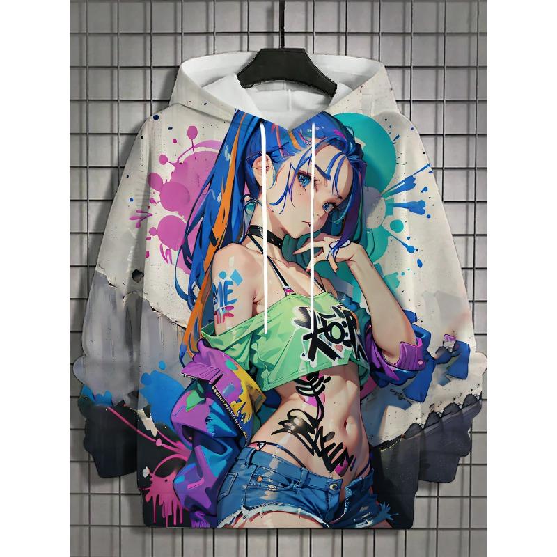 Nové Anime Dámská Pánská móda Mikiny s potiskem Podzimní a zimní značkové Mikiny s kapucí Běžné mikiny