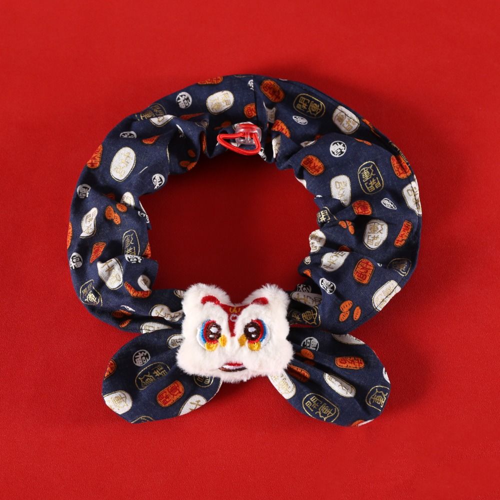 Chinese Style Pet New Year Scarf Collar Handmade Warm Pet Cat Tie Blessing Adjustable Dog Lion Dance Scarf New Year Celebration