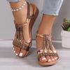 Fashion Women Summer Bohemia Rhinestones Casual Platform Sandals Female Peep Toe Outdoor Beach Shoes Sandalias De Mujer Verano 2025