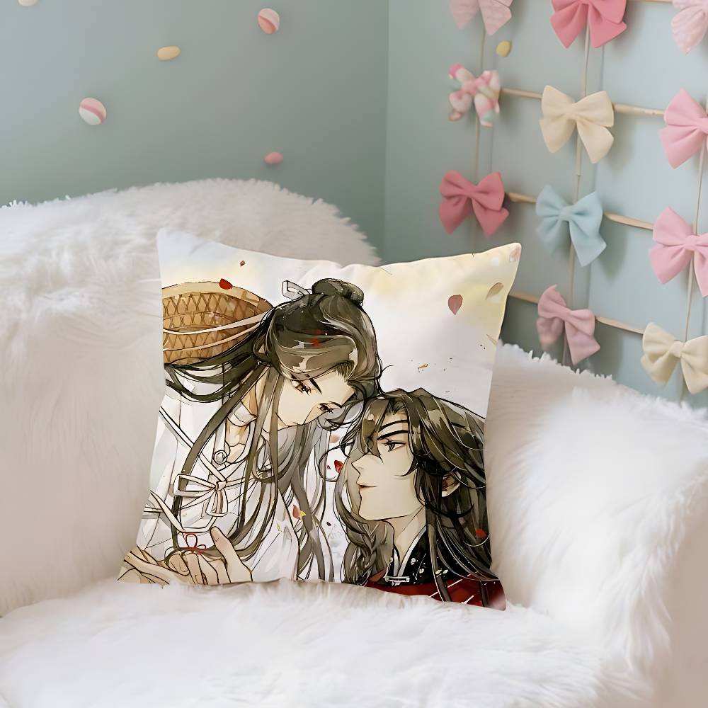 HHeaven Officials Blessing Case Plush Fabric Soft Pillowcase Double Sided Print Cushion Cover Household Gifts