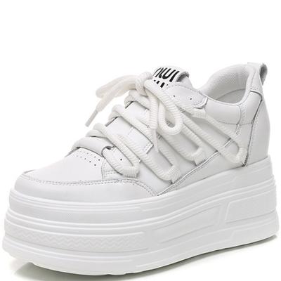 Spring Chunky Sneakers for Women Fashion Round Toe Lace-up Comfort Platform Height Increasing Casual Board Shoes  Mujer