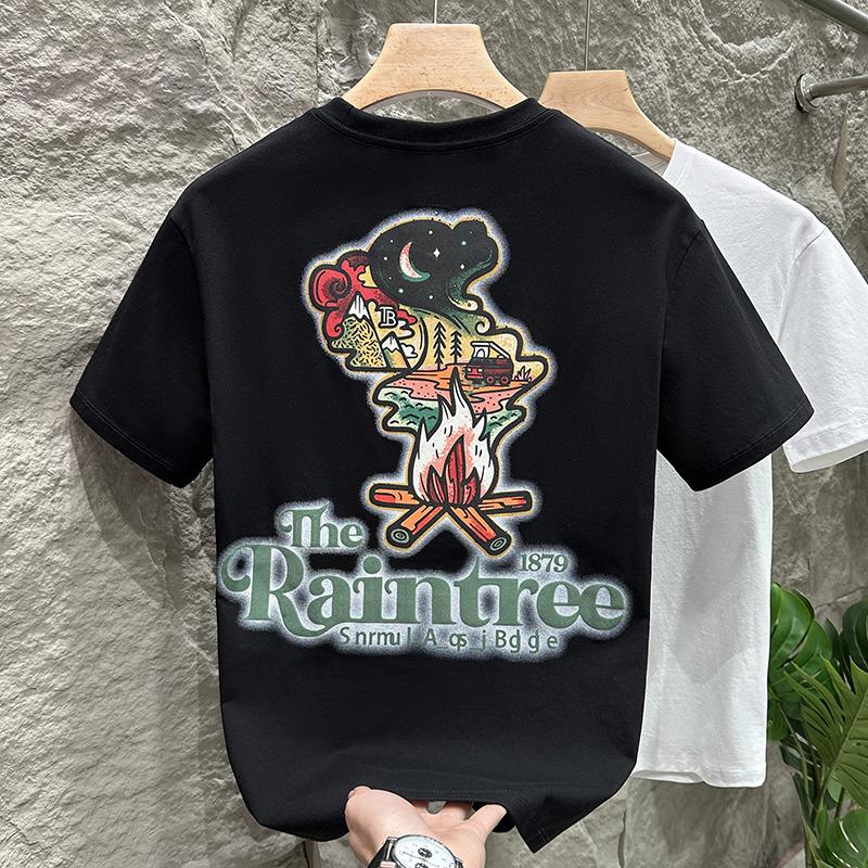 Men's Short-sleeved Dopamine Wear Half-sleeved Printed T-shirt Thin Sweat-absorbing T-shirt In Summer