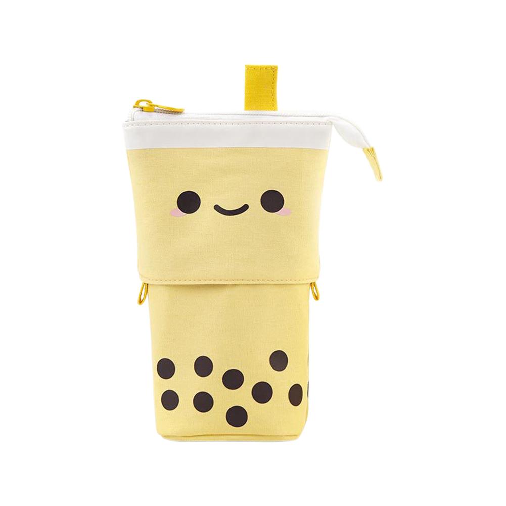 Telescopic Pen Bag Pencil Storage Holder Cute Boba Milk Tea Makeup Brush Stand Portable Stationery Case Home Organization Pouch