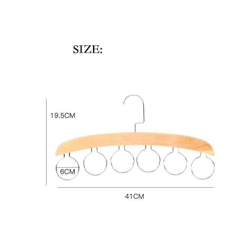 1Pcs Wooden Scarf Hanger,6 Ring Metal Organizer Racks for Belt Ties,Space Saving Scarves Display Hanger for Closet Hotel Use