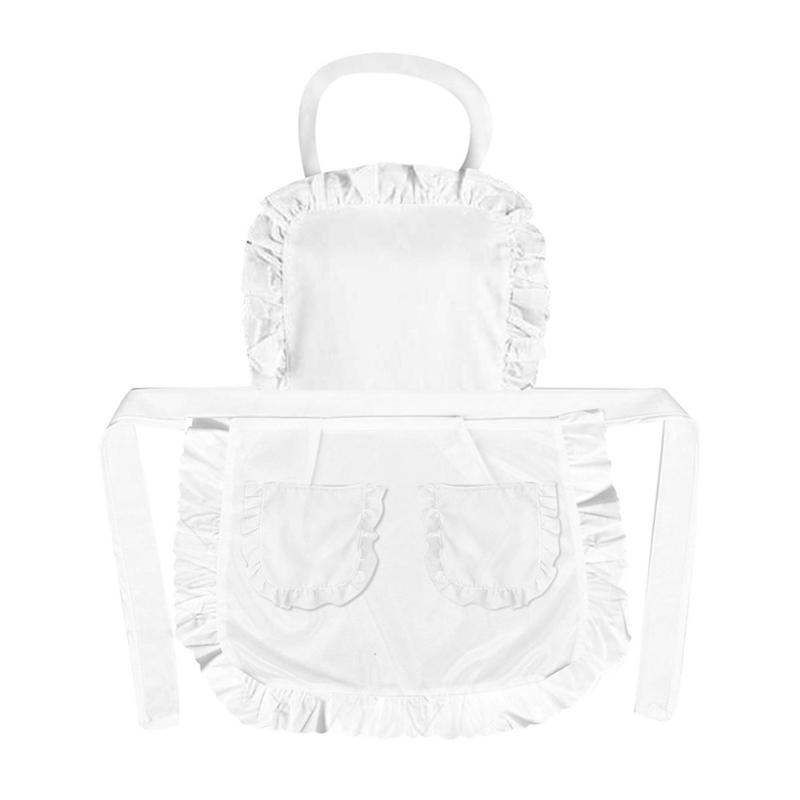 

Cooking Aprons Retro Ruffle Apron Waitress Apron Maid Cosplay Apron Kitchen Apron Princess Apron with Pockets for Daily 1 белый