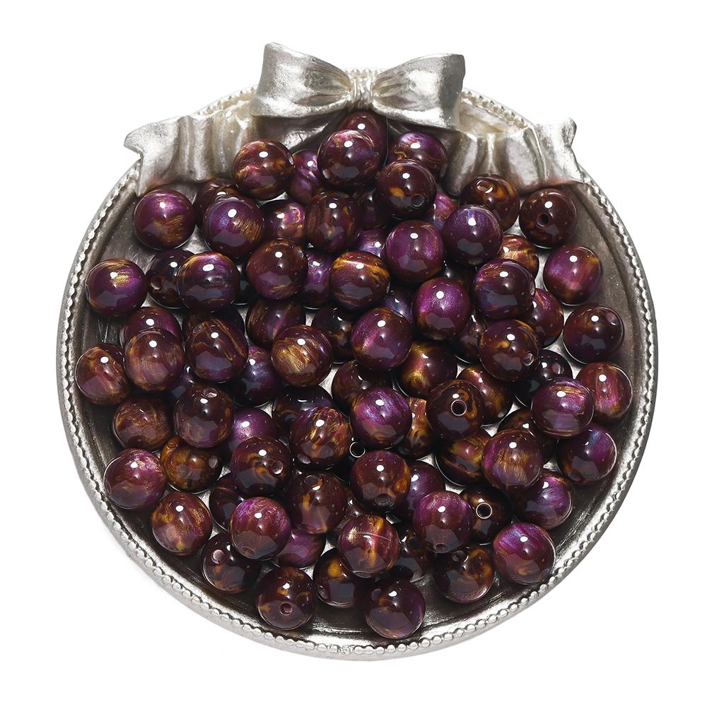 20-50pcs/lot Dark Color Mitation Cat Eye Round Resin Beads Bracelet Spacer Beads For DIY Charm Crafts Jewelry Making Findings