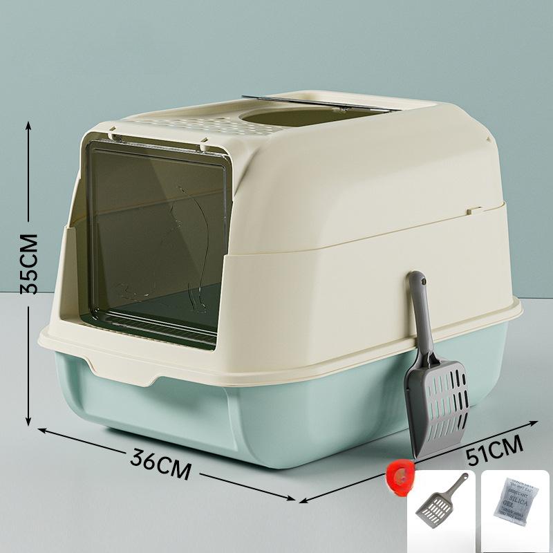 

Джамбо лоток для кошачьего туалета с капюшоном, Теплая приватность и легкий доступ для уборки - Идеально подходит для крупных пород кошек или домохозяйств с несколькими кошками синий