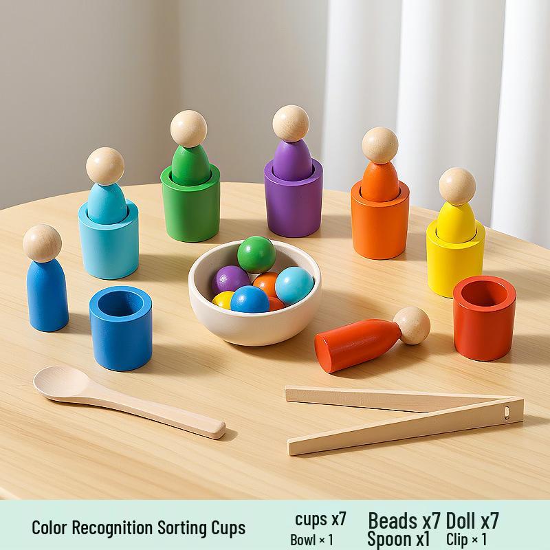 

Монтессори Распознавание Цветов и Сопоставление Деревянные Чашки для Раннего Развития Детей