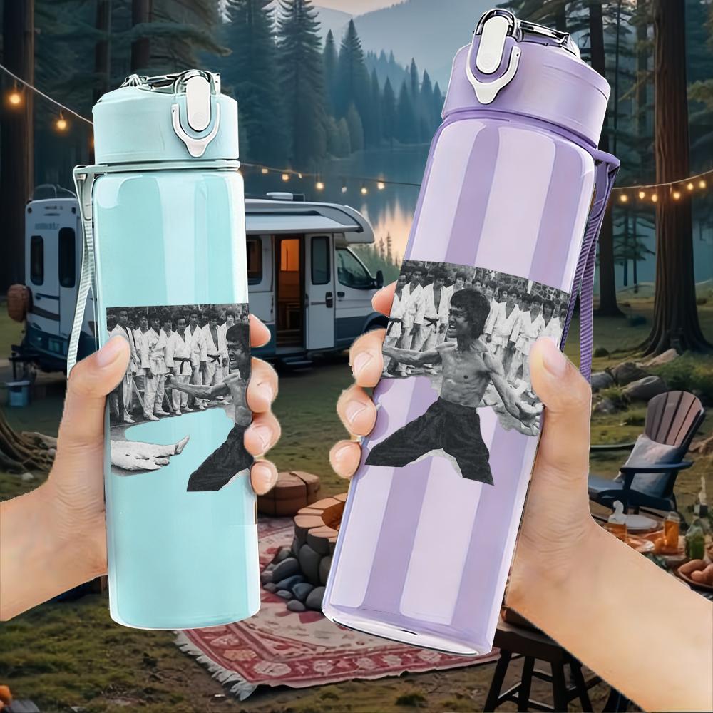 PC Skateboard Rider Minimalist Sketch Print 750ml colorful plastic sports water bottle leakproof pop up lid with straw for outdoor work home use