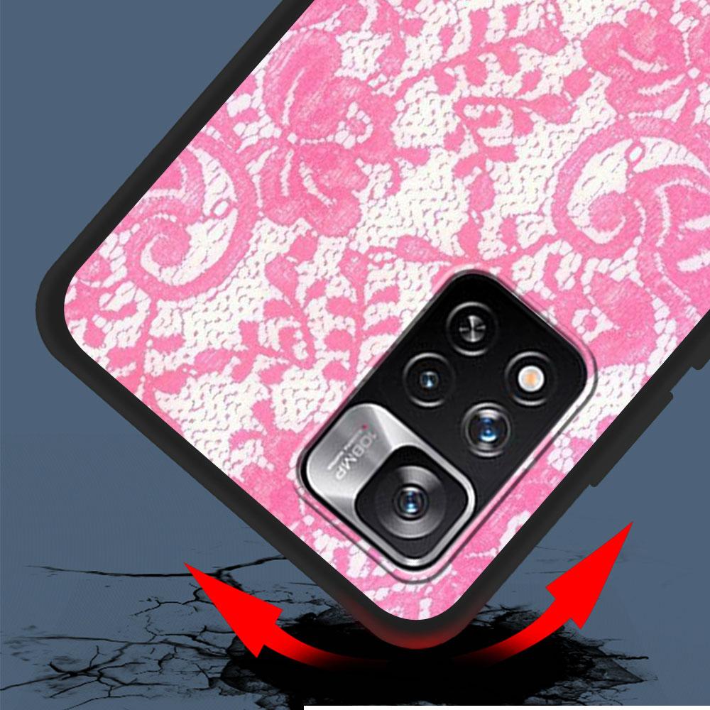 Lace And Flowers Coque pro Xiaomi Redmi Note 11 10 10S 8 9 9S 11E 12 Pro Plus 7 8T 11S 11T 5 Pro Soft TPU černý kryt na telefon