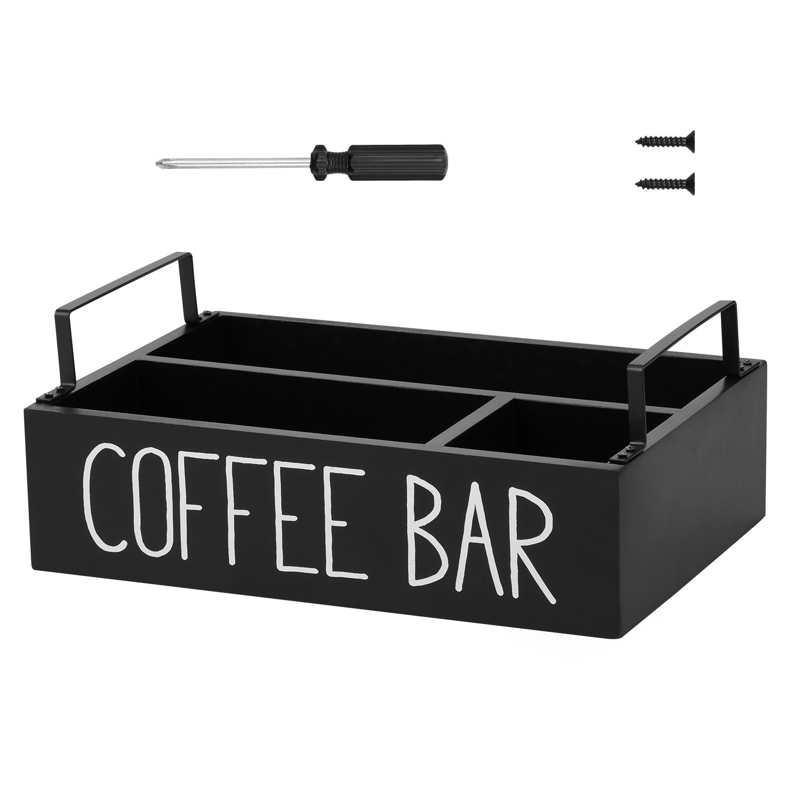 4 Grids Wood Coffee Station Organizer box tea bag Paper Cup Nespresso Dolce Gusto Coffee capsule holder coffee bar accessories чёрный