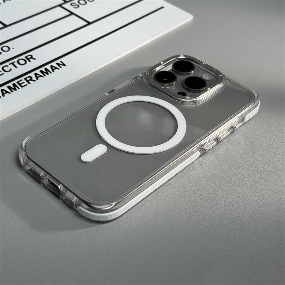 Transparent For Magsafe Magnetic Wireless Charge Phone Case For iPhone 16 14 11 12 13 15 Pro Max Hybrid Armor Protection Cover