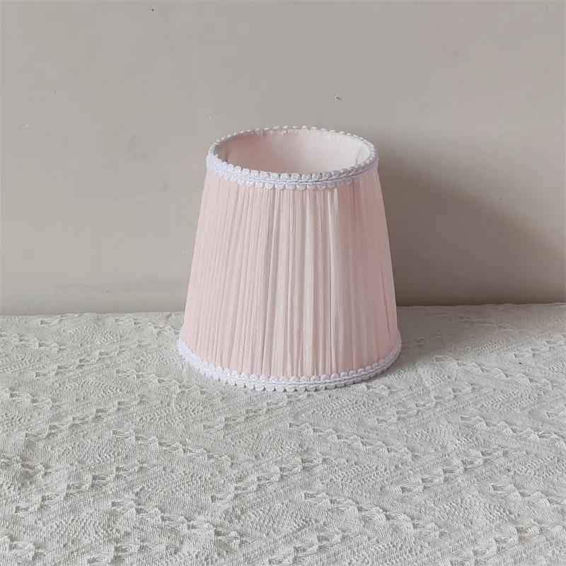 Wall Lamp Shade Pink DIY Handmade Bedside Table Lamp Shade E27 Fabric Brocade Crinkle Lampshade for Princess Girl Bedroom