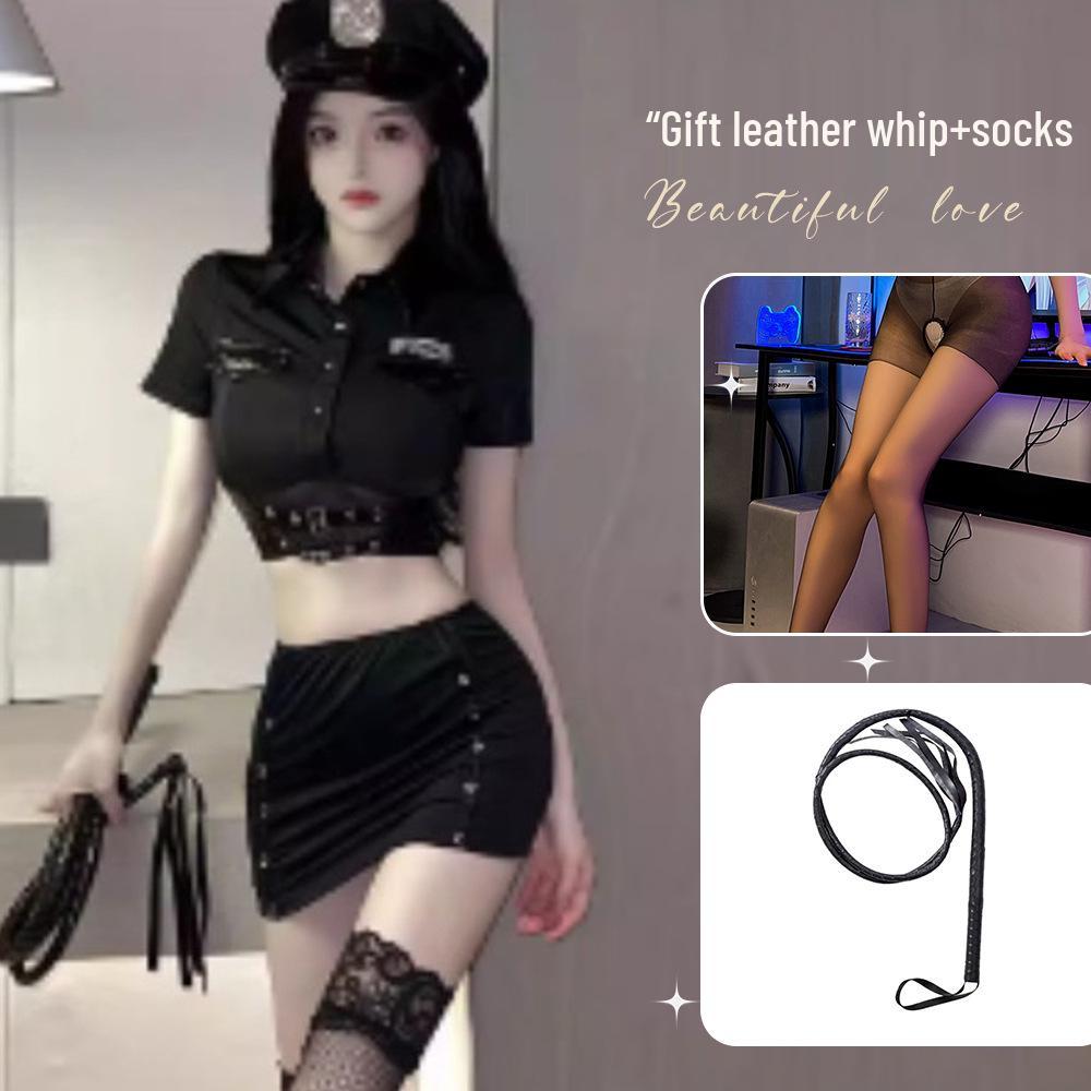 Provokativní policistka a sekretářka cosplay spodní prádlo s otevřeným rozkrokem