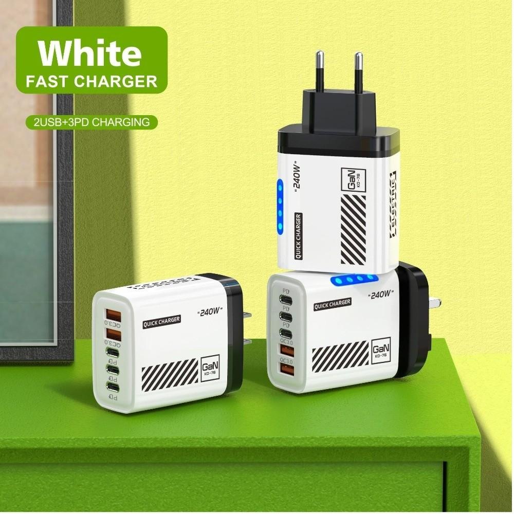 240W GaN Charger Adapter 5 Port Desktop Charger Adapter 3PD 2USB Fast Charger Adapter Home Use