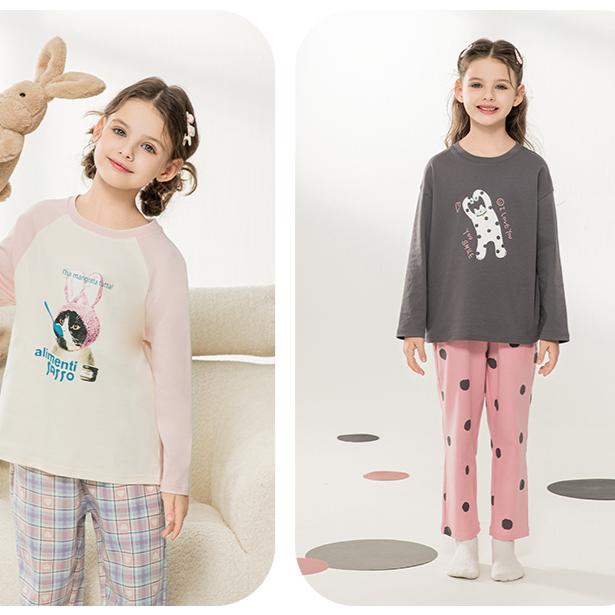 Yingbolun Girls' Pajamas Spring/Autumn Pure Cotton Long Sleeve