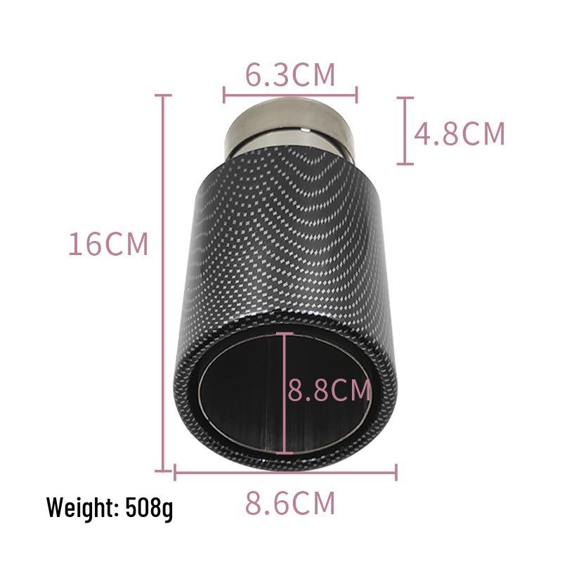 Carbon Fiber Black Corrugated Muffler Tailpipe 6.3cm Universal Fit