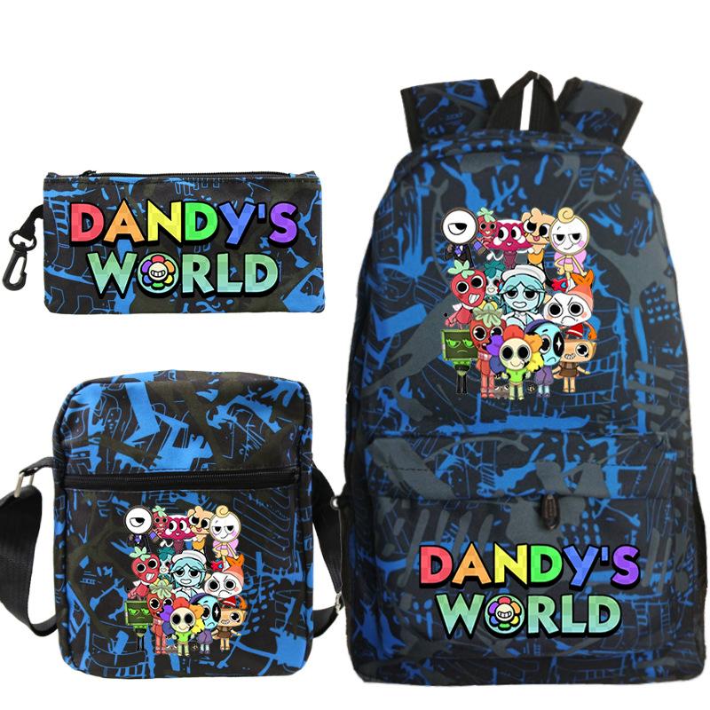 Neue Dandy-Welt Peripherie Druck Schultasche Student Lässige Federtasche Umhängetasche Dreiteiliges Set