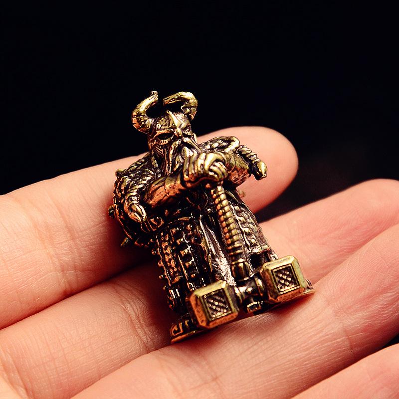 Brass Made God of Hammer Statue Solid Metal Figurine Desktop Character Craft Ornament  Collectible Sculpture Home Office Decor
