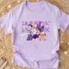 Popular Cartoon Print Women T-Shirt Cartoon Design Casual Harajuku Style T-shirts Girls Round Neck Short Sleeved Top Fans Gifts