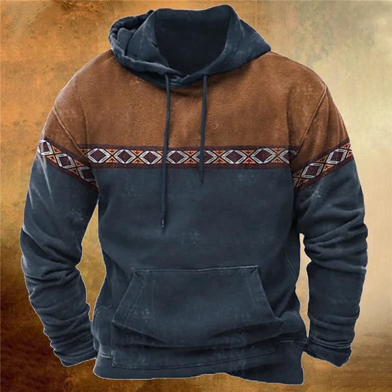 Men's Graphic Tribal Cowboy Hoodie Hoodies Sweatshirt Daily Ethnic Casual Vintage Retro Long Sleeve Hooded Vacation Sports