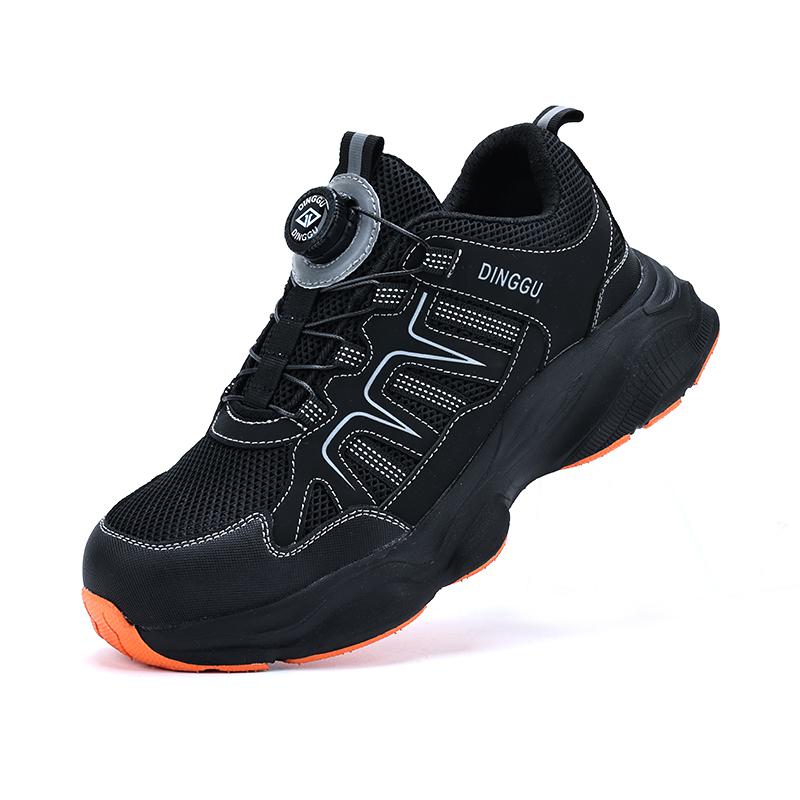 Fashion Rotating Button Safety Shoes Men Steel Toe Sneakers Labor Protection Shoes Breathable Work Shoes Anti Slip Protective Sneakers