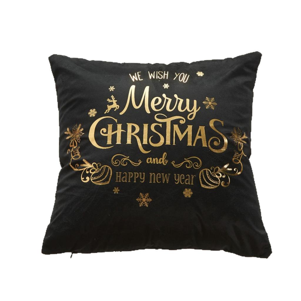 Christmas Atmosphere Bronzing Craftsmanship Festive Feel Pillow Cover Fabric Soft and Comfortable Home Sofa Pillow Bedside Cushion