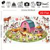 2D Toddler Farm Party Backdrop, Colorful Barnyard Animals Background for Photoshoot