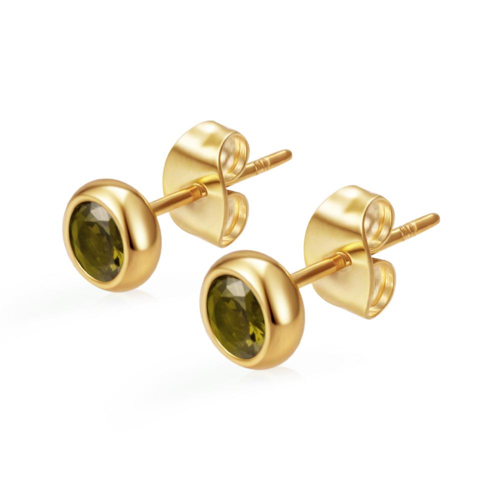 Special for round stainless steel zircon stud earrings women's trend versatile multi-color earrings PVD18K real gold earrings