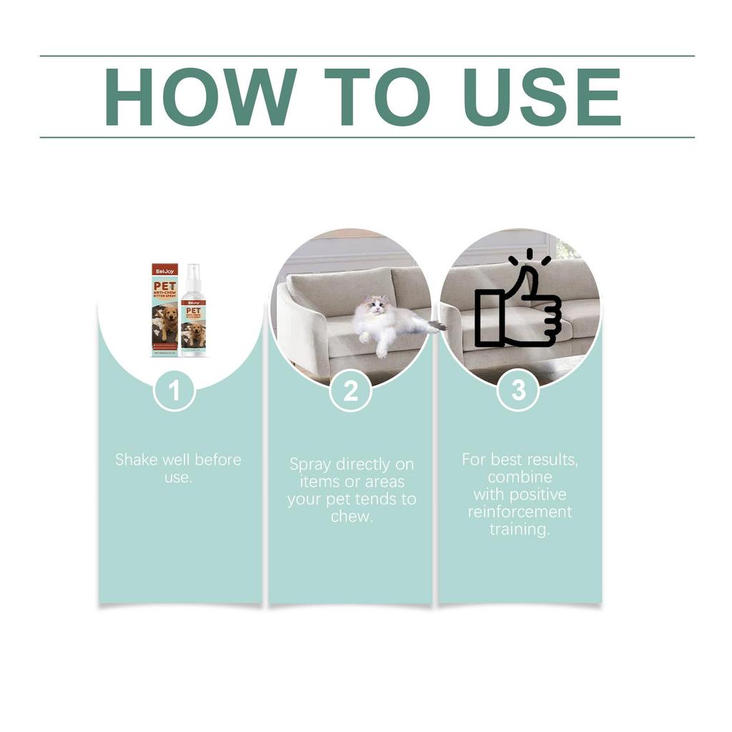 EelJoy Pet Anti-Chew Spray for Dogs & Cats, Gentle Formula, Stop Chewing, Correct Bad Behavior Habits, 120ml