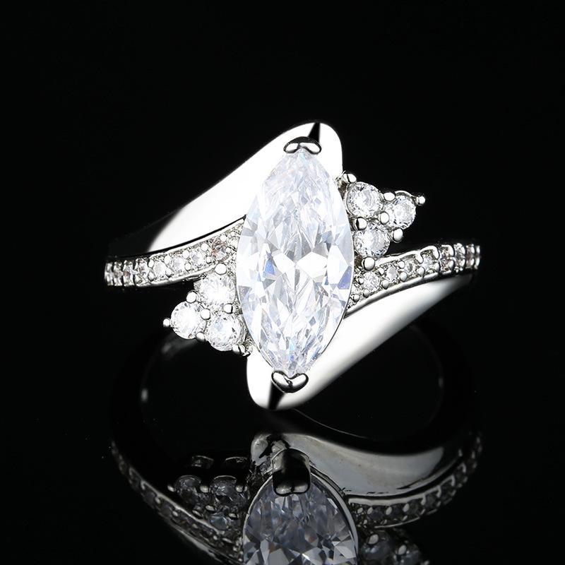 Lindon Classic Copper Alloy Zircon Ring Ladies Jewelry Wedding Promise Party Gift