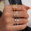 Stainless Steel Metal Irregular Rings For Women Vintage Gold Color Geometric Opening Adjustable Ring Zircon Gifts