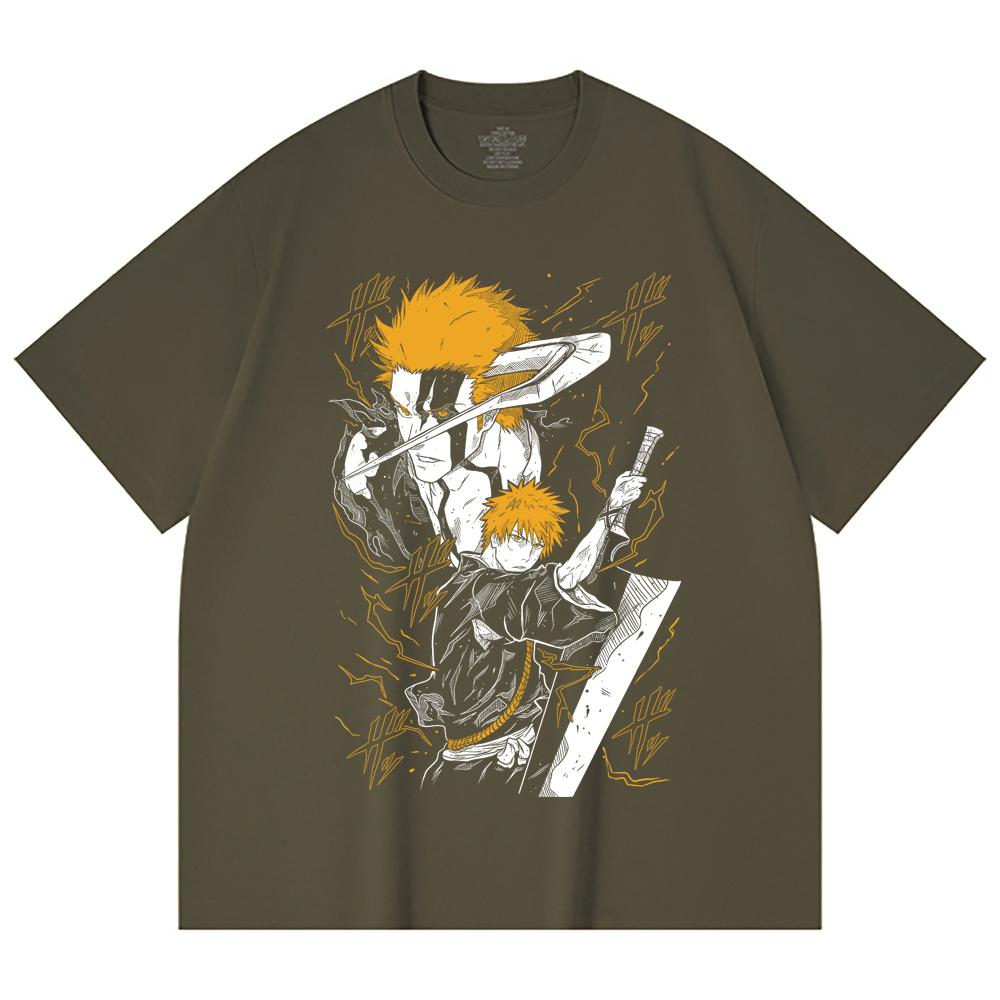 230 Gsm 100% Cotton Bleach V2 Ichigo Print Unisex Heavy Cotton T Shirt