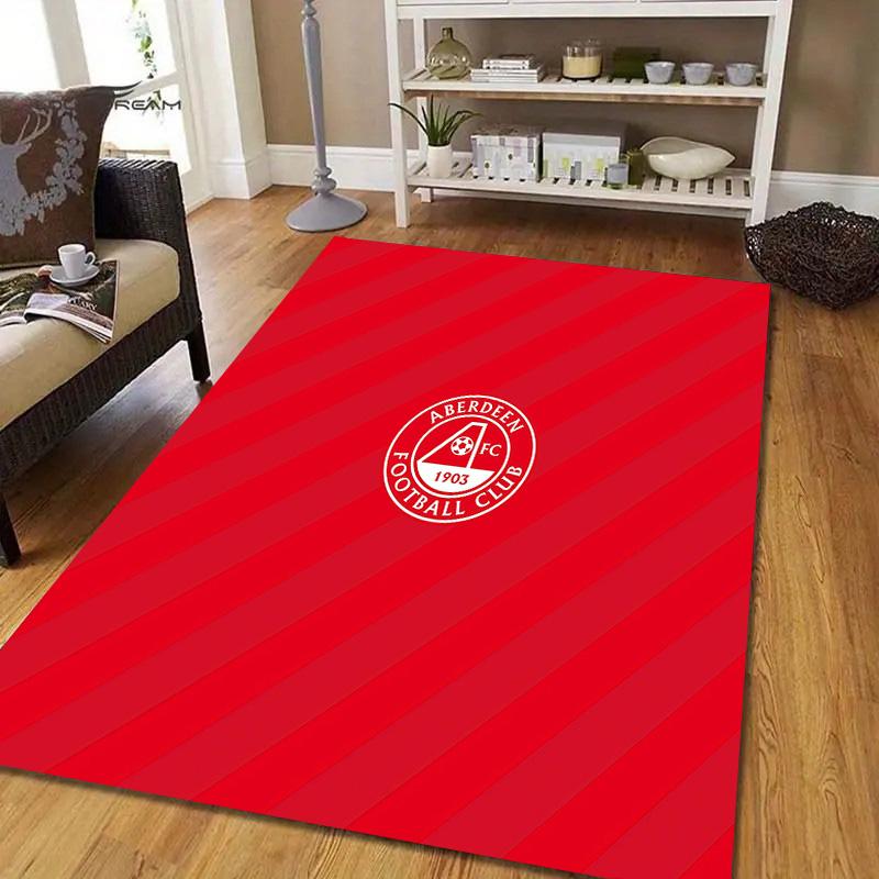 Aberdeen Football Club Flannel Pattern Square Carpet,Area Rug,Carpet Rug for Living Room Bedroom Sofa Playroom Decor,Non-slip Floor Mat