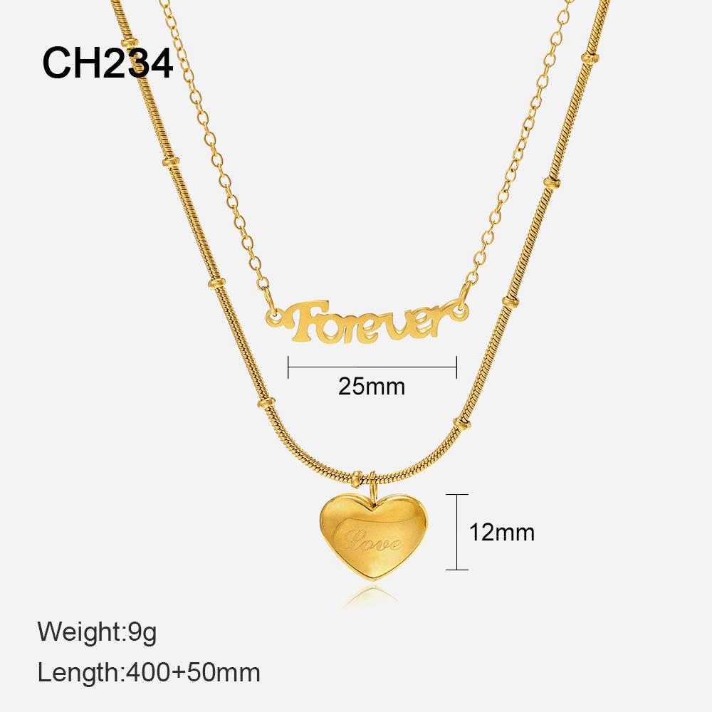 

Европейское и американское ins простое двухслойное ожерелье с сердечком женское нишевый дизайн темпераментное универсальное ожерелье Foiever ювелирные изделия 304 Stainless Steel