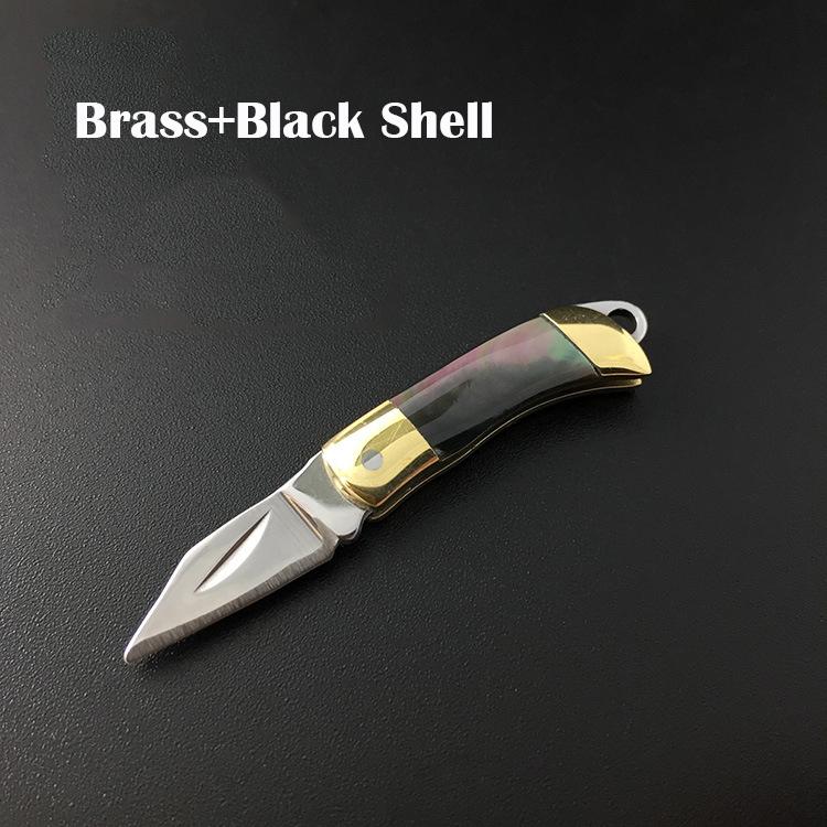 7.2cm Shell Brass Steel Folding Knife Pocket Keychain Portable Resin Steel Knives Survival EDC Tool Cutter Peeler Hunting Gift
