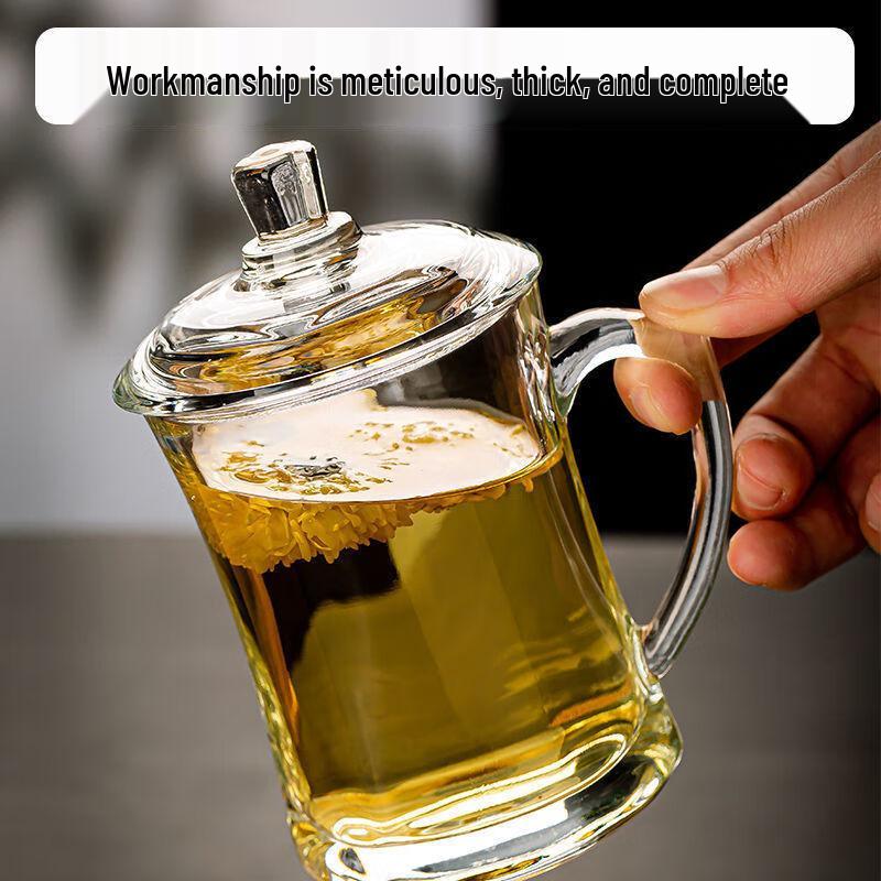 Heat Resistant Glass Tea Cup with Lid
