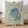 Custom Name Trash Truck Theme Printed Blanket - Perfect for Couch, Bed, Travel & Outdoor Use | Machine Washable, Cozy & Durable.