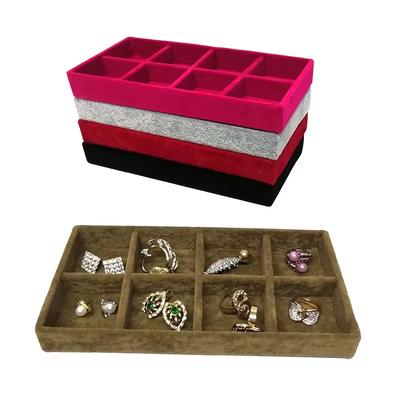 Sametový šperkovnicový podnos Prsteny Náušnice Manžetové knoflíčky Úložný box Náhrdelník Přívěsek Šperkovnicový podnos Vícebarevný 22*11cm
