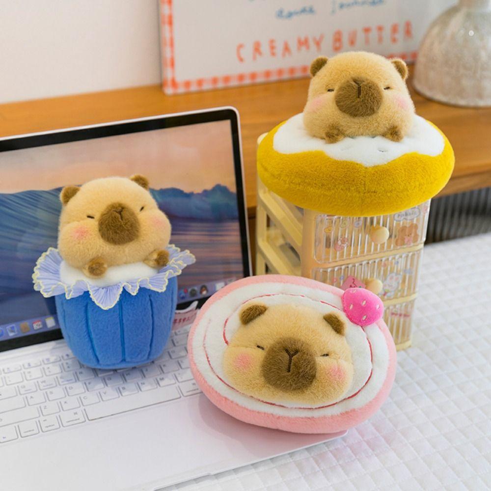 Mini Dessert Capybara Plush Toy Soft Dessert Capybara Doll Funny Plush Capybara Plush Toy  Students
