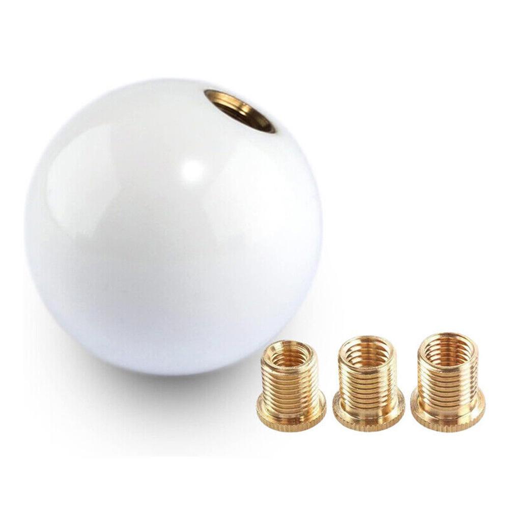 

Universal Acrylic White Round Ball Shift Knob Manual Gear Shifter Head w Adapter