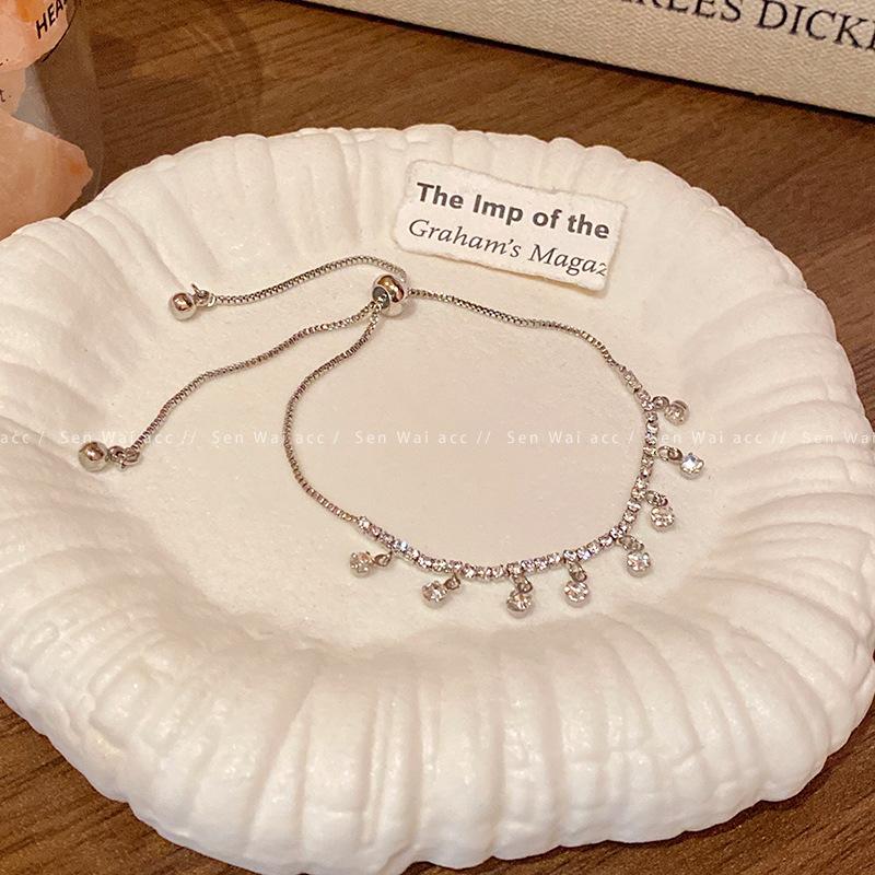 Pull-up zircon fringed bracelet female design super fairy silver bracelet hand