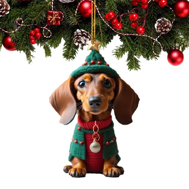 Christmas Tree Ornament Funny Dachshund Decorations for Holiday Dog Pendants