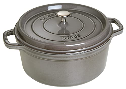 

Staub 1003926 Cast Iron Roaster/Cocotte, Round 28 cm, 6.7 L, Graphite Gray