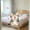 Cute Cat Window Cling, Cartoon Kitten Butterfly Decals, Reusable Watercolor Animal Static Glass Sticker for Kids Room Bathroom Decor