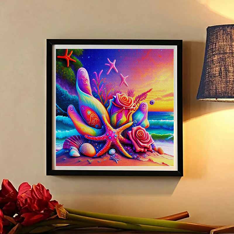New Arrival 5D DIY Full Circle Diamond Painting "Starfish Rose" Embroidery Cross Stitch Home Decor Gift