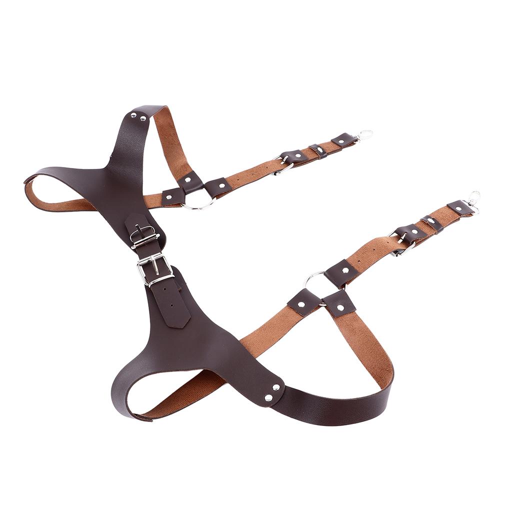 Men Suspenders Adjustable Sturdy Vintage Style PU Leather Renaissance Men Suspenders for Parties