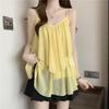 Plus Size Solid V-Neck Sleeveless Patchwork Camisole - Korean Style Loose Casual Women's Top