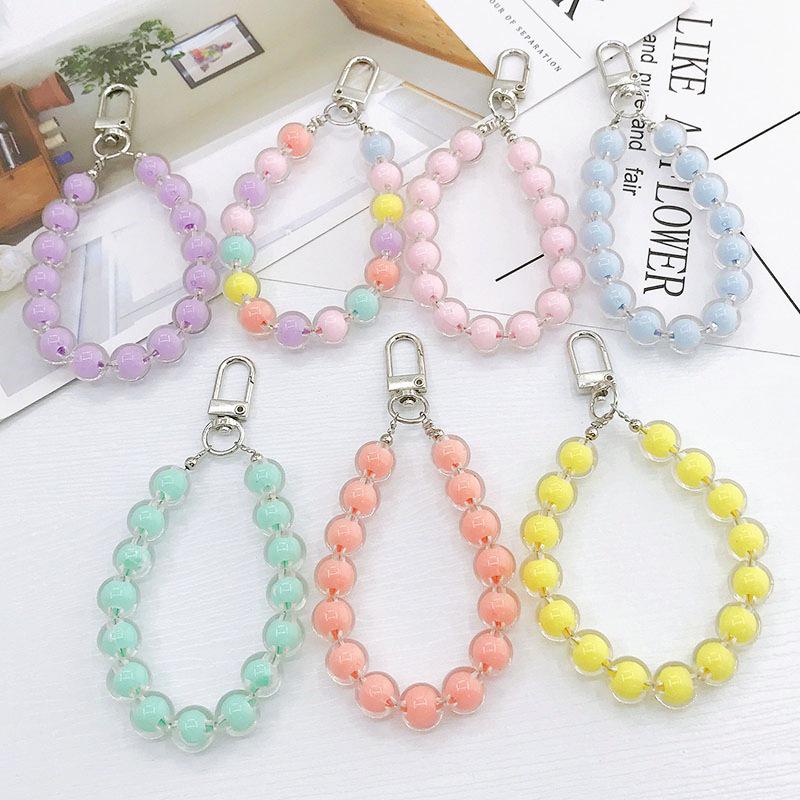 Yi Lian Candy Color Beaded Acrylic Pendant Keychain and Earphone Case Charm