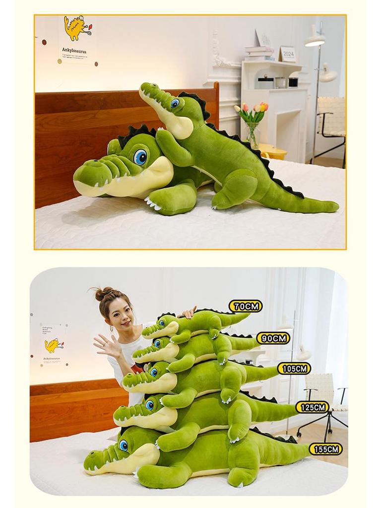 Large Cute Crocodile Hug Pillow Plush Toy for Girls' Soothing Sleep